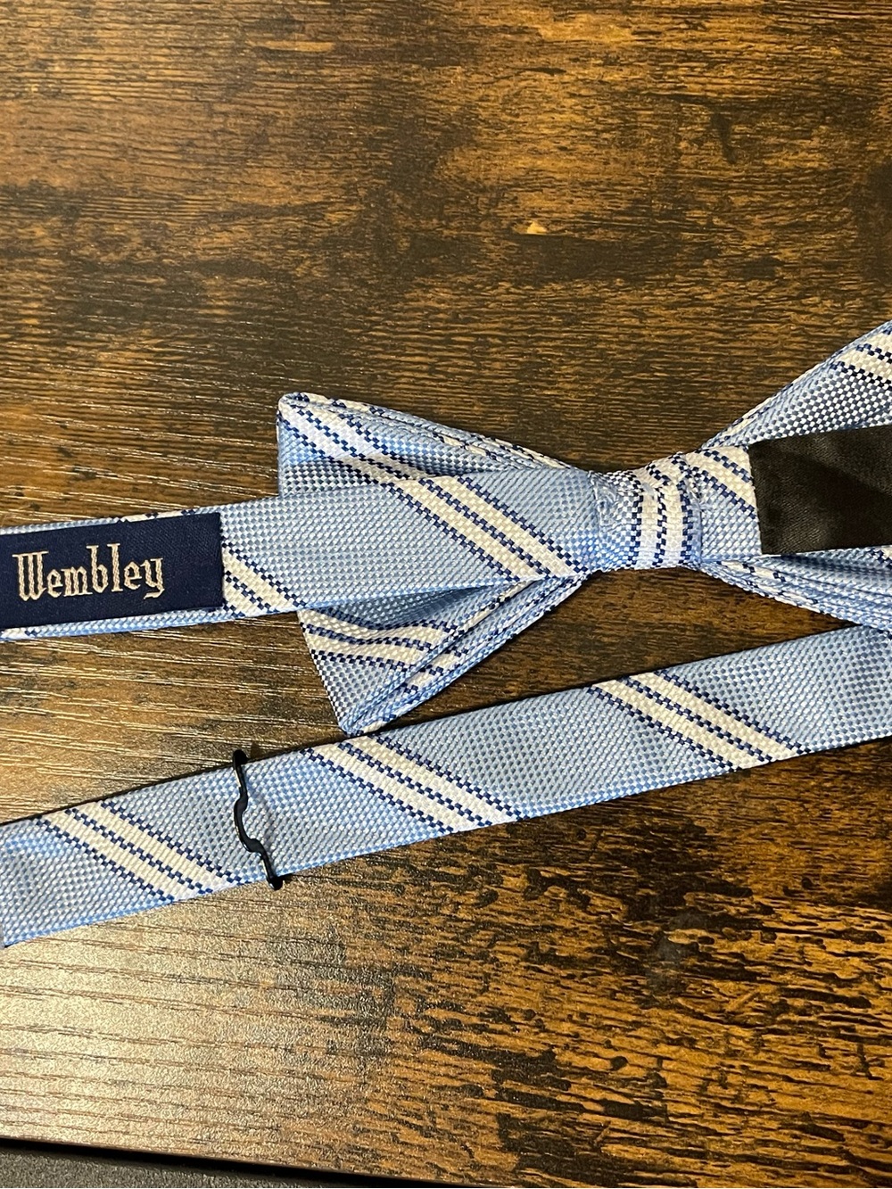 Wembley Light Blue and White Diagonal Stripe Bow Tie